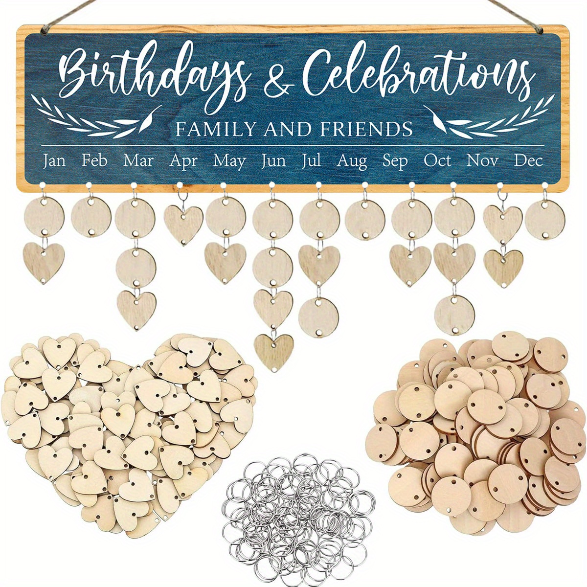 

1pc Wooden Calendar Board Diy Wall Hanging Plaque - "birthday & Celebrations" Family & Friends - Wall Decor, Parties & Gifts