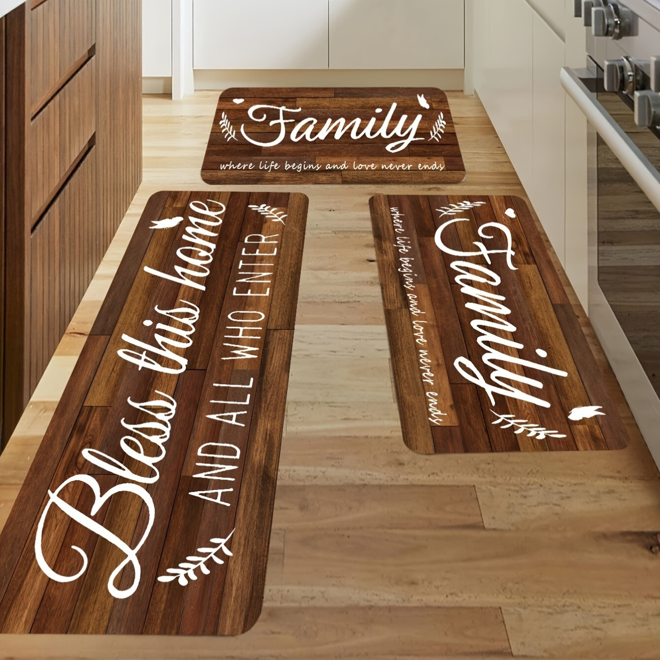 

3pcs - Rug Set - ' & ' , & Polyester Doormats For Entryway, Hallway &