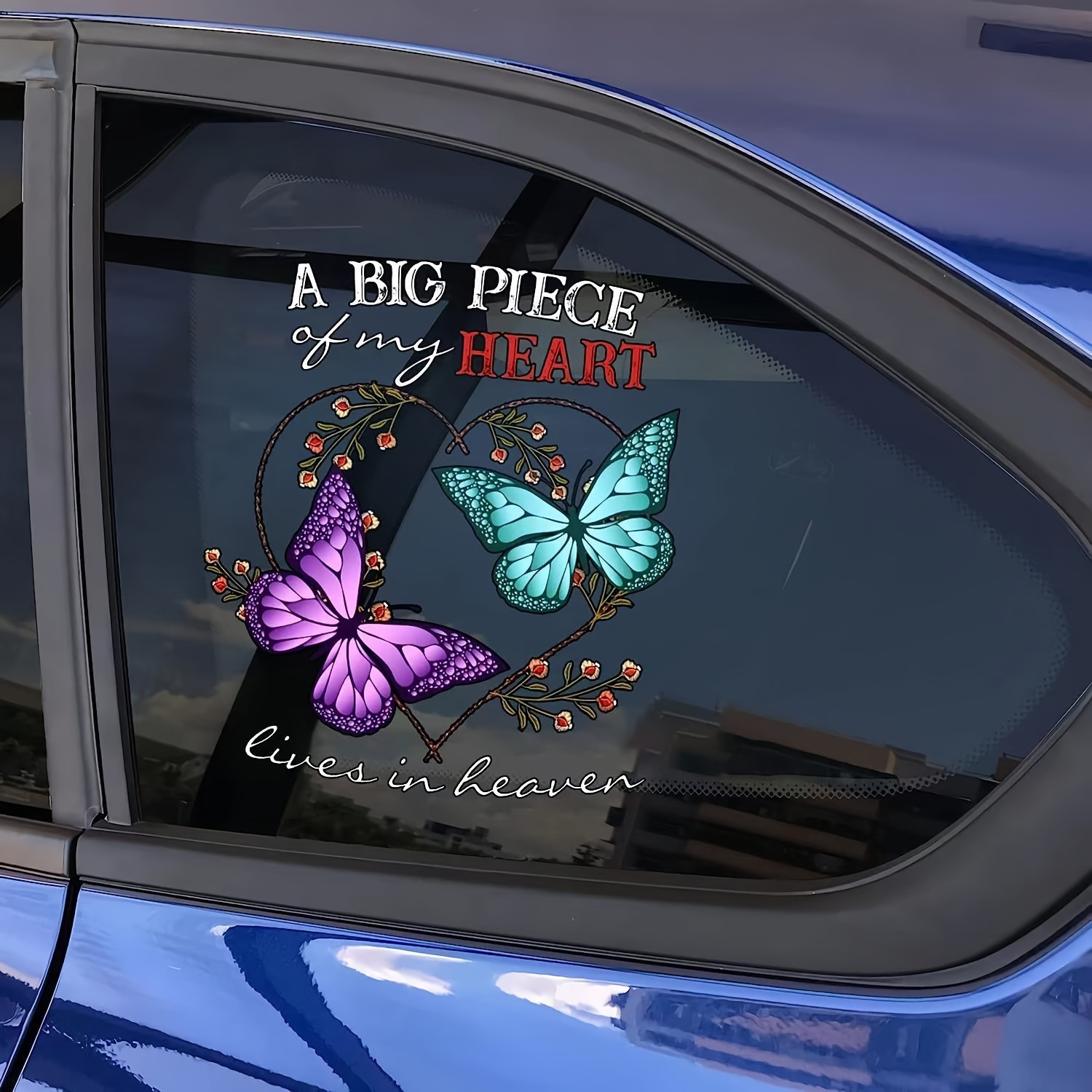 Butterfly Is A Big Piece Of My Heart Car Stickers, Windows Motorcycle Computer Wall Decoration Stickers Decals