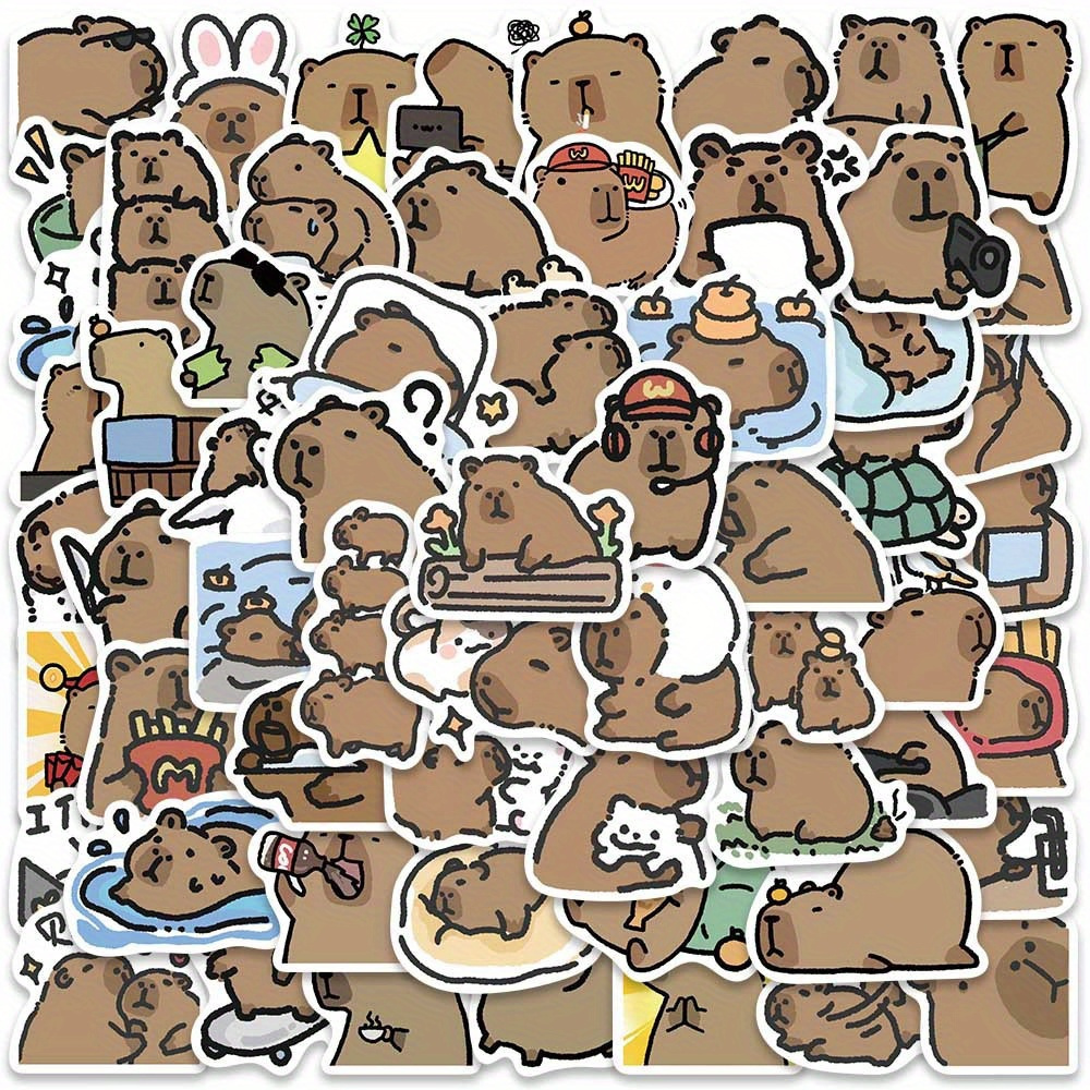 

100pcs Cartoon Cute Capybara Stickers, Decorations For Stationery, Books, Laptops, Water Bottles, Phone Cases, Suitcases, Guitars, And Helmets