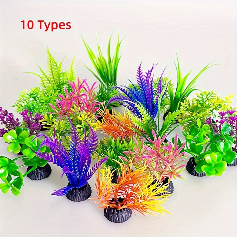 

10-pack Artificial Aquarium Plants - Vibrant Pvc Fish Tank Decorations, Lifelike Water Plant Set For Aquascaping