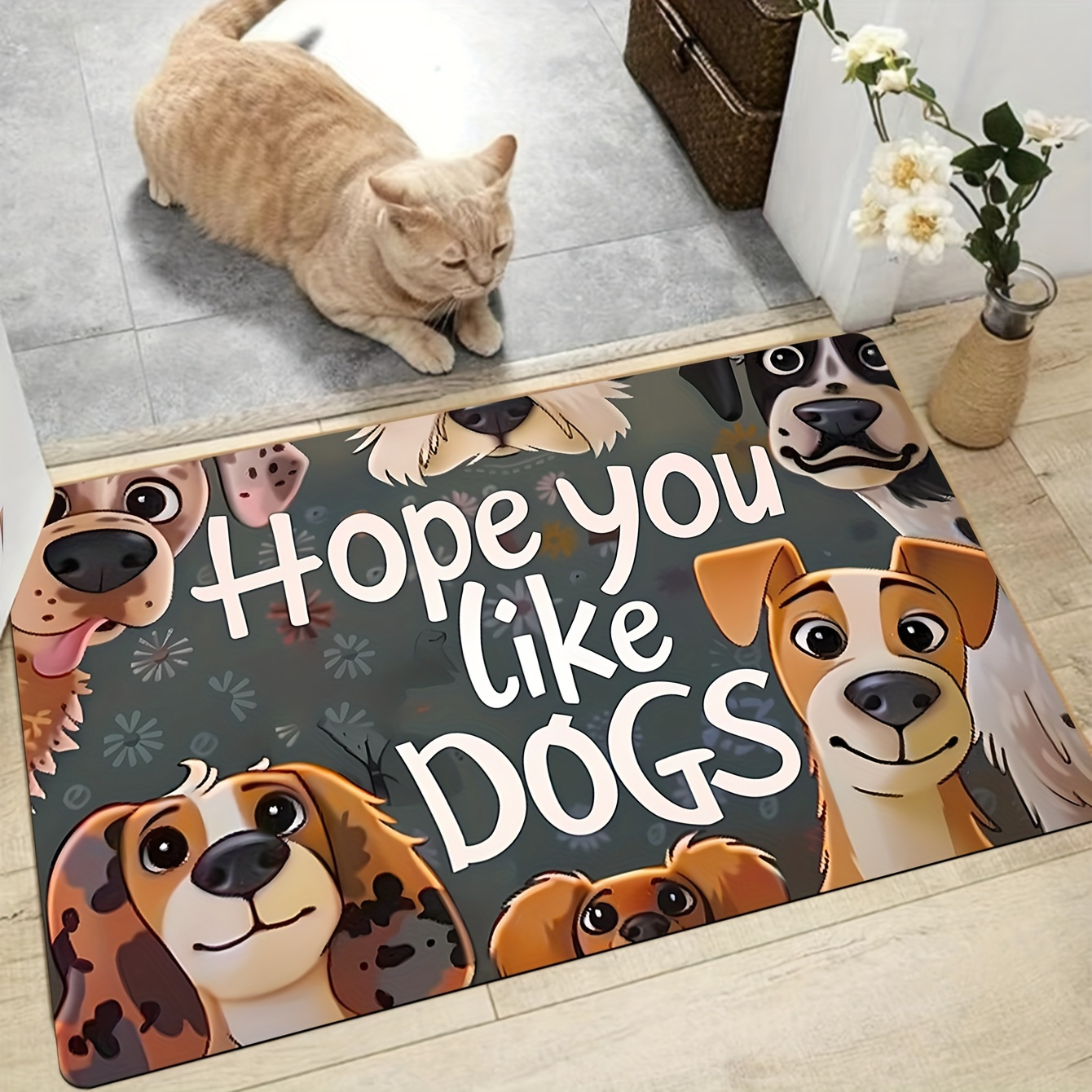 

Cartoon Dog Door Mat - Soft, & Machine Washable | Non-slip Kitchen, Living Room & Bedroom Rug | Decorative Indoor Entrance Carpet