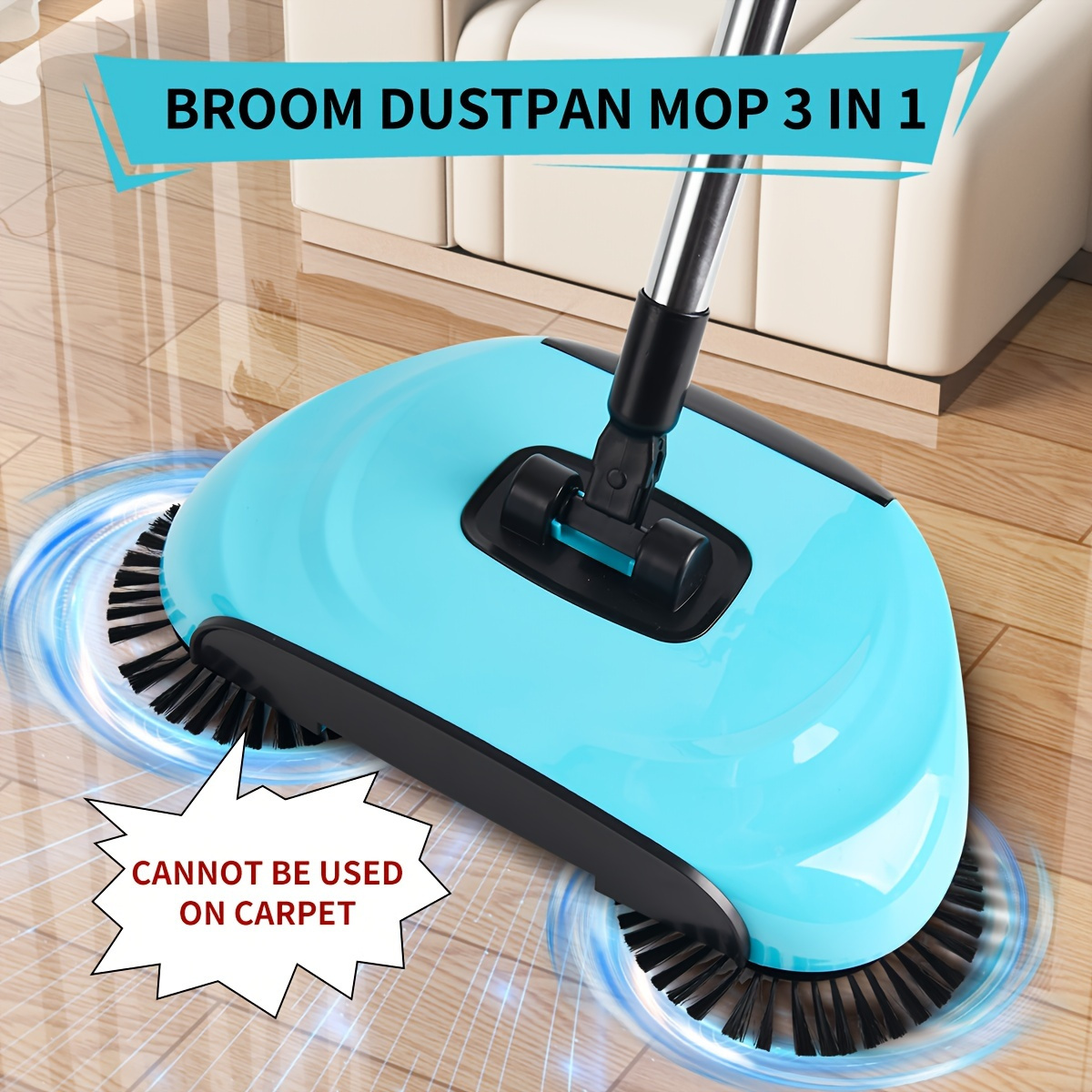 popular   3 in 1 handheld sweeper set spin mop broom dustpan combo for   cleaning ideal for hard floors kitchen bathroom living room   plastic household cleaning tool details 2