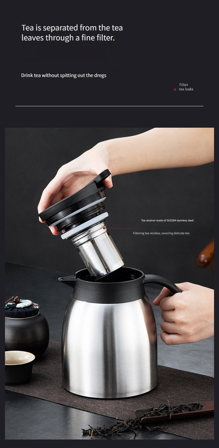     thermal coffee pot with filter pot thermal bottle coffee cup tea pot with net   grid tea pot with filter net thermal pot cold pot restaurant hotel household   kettle   hot water bottle warm bottle boiling water kettle details 2