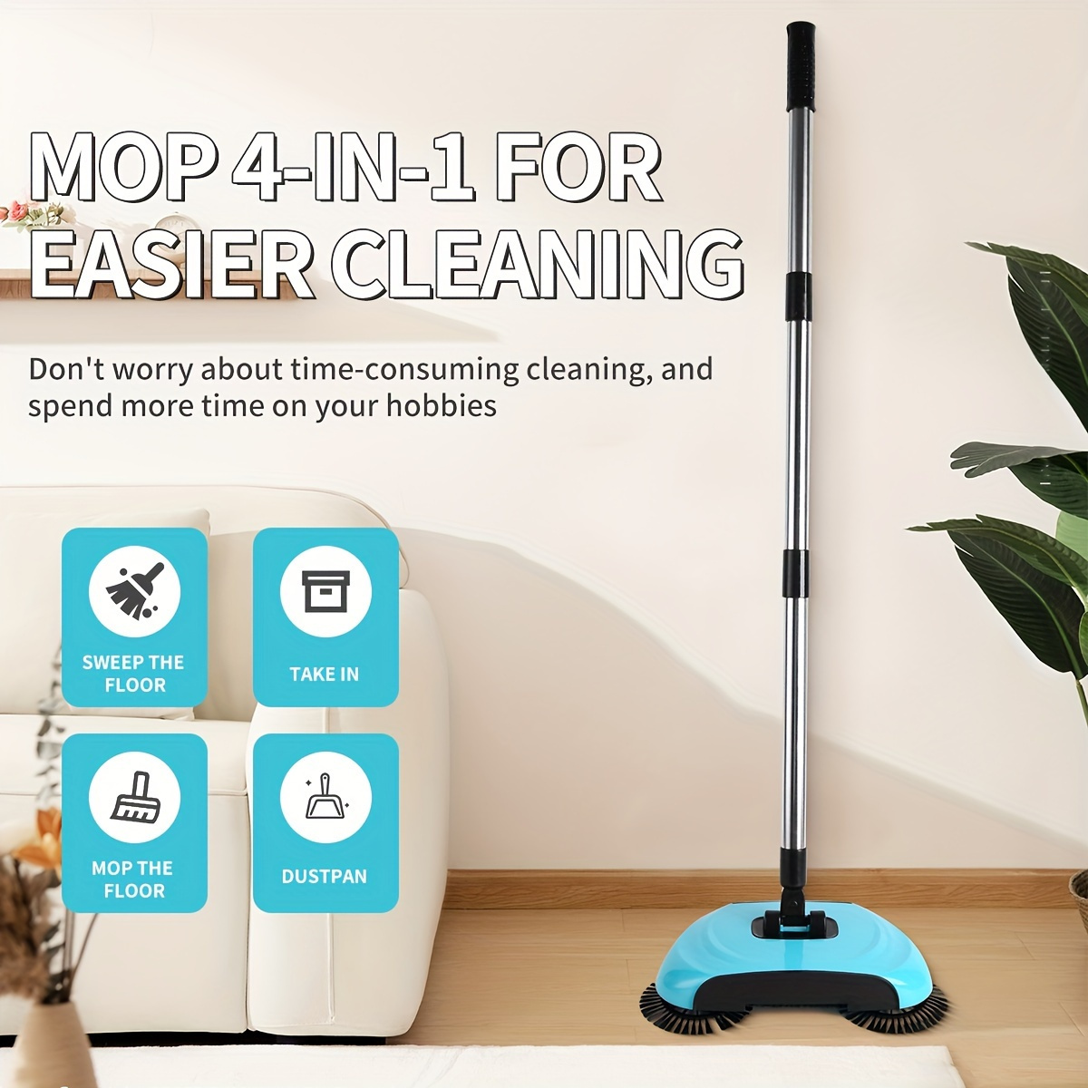 popular   3 in 1 handheld sweeper set spin mop broom dustpan combo for   cleaning ideal for hard floors kitchen bathroom living room   plastic household cleaning tool details 5