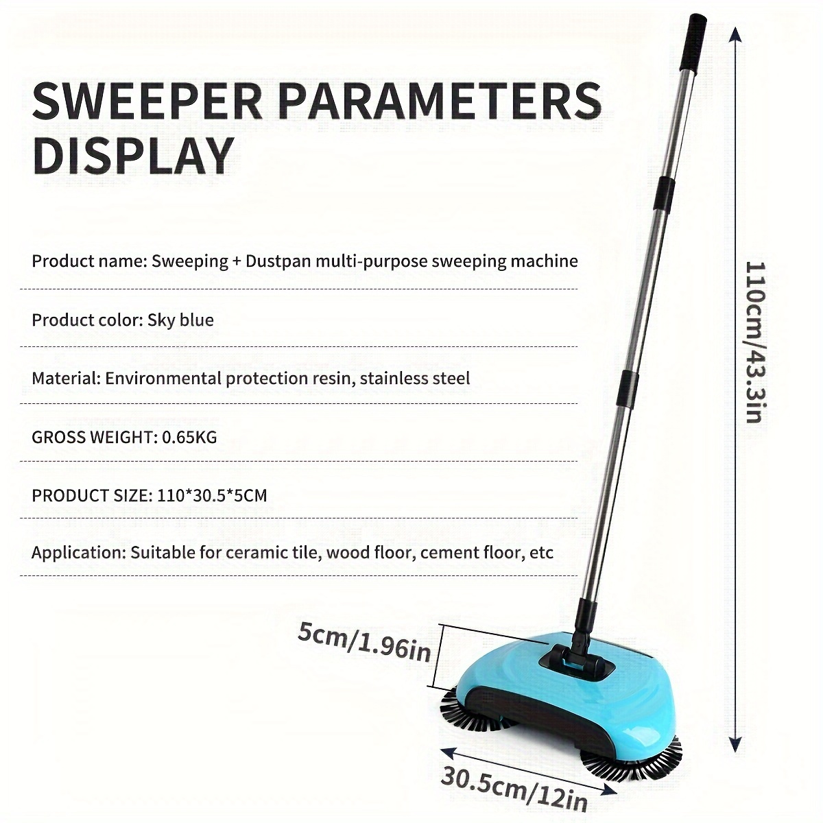 popular   3 in 1 handheld sweeper set spin mop broom dustpan combo for   cleaning ideal for hard floors kitchen bathroom living room   plastic household cleaning tool details 3