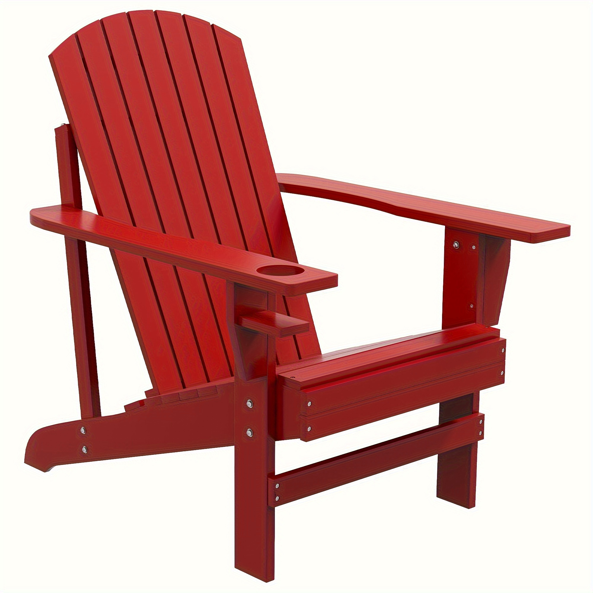 

Outsunny Wooden Adirondack Chair, Outdoor Patio Lawn Chair With Cup Holder, Weather Resistant Lawn Furniture, Classic Lounge For Deck, Garden, Backyard, Fire Pit, Red