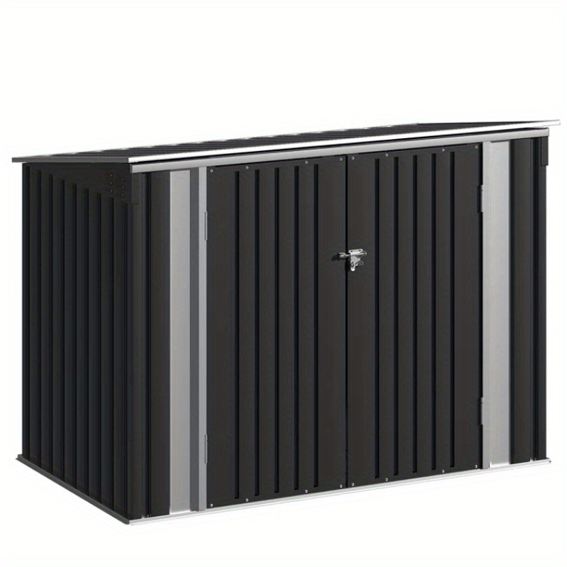 

6 Ft. W X 3 Ft. D Outdoor Storage Shed With Lockable Doors, Galvanized Metal Garden Shed For Patio Lawn Backyard Trash Cans