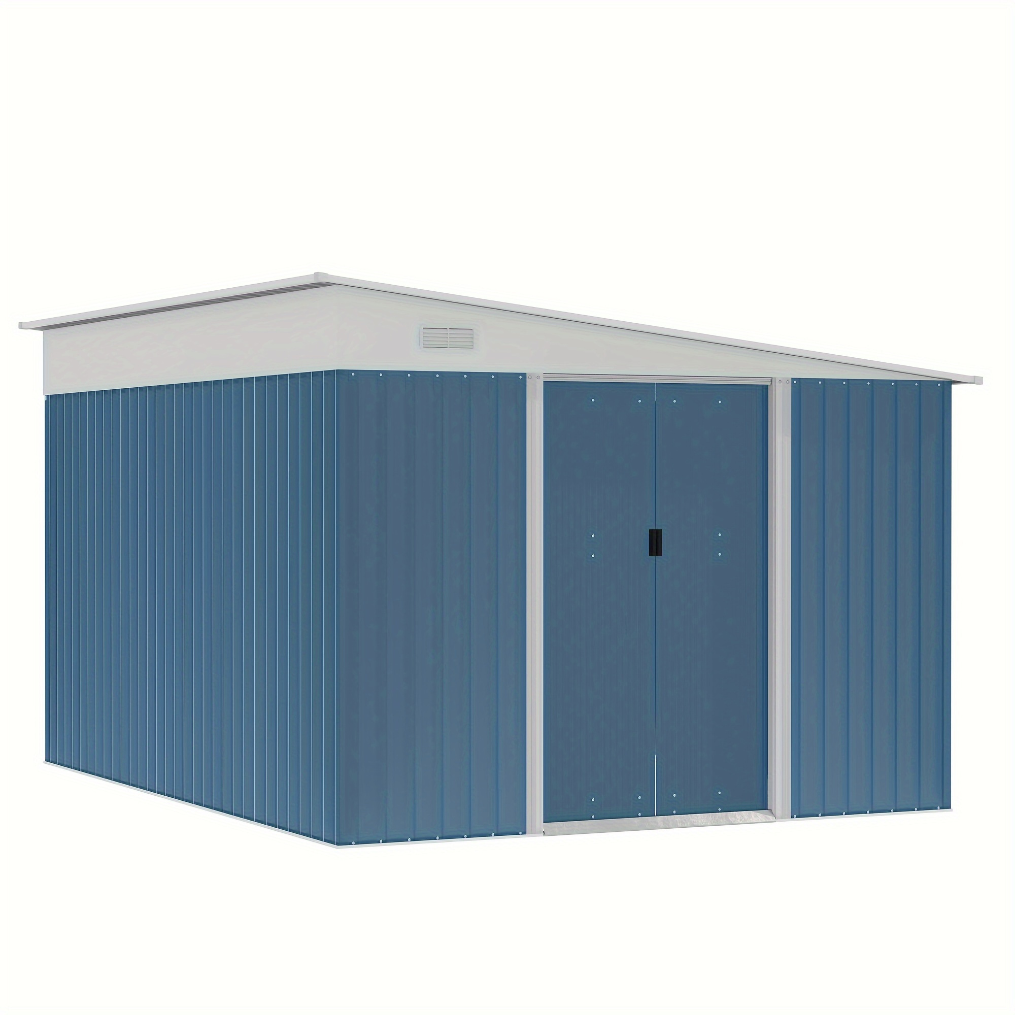 

Outsunny 11' X 9' Outdoor Storage Shed, Galvanized Metal Utility Garden , Lockable Door For Backyard, Bike, Patio, Garage, Lawn, Blue