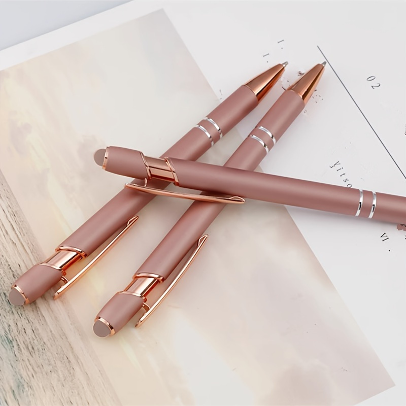 

1pc, 1pc Stylo Rose Doré Stylo à Bille Rond en Aluminium