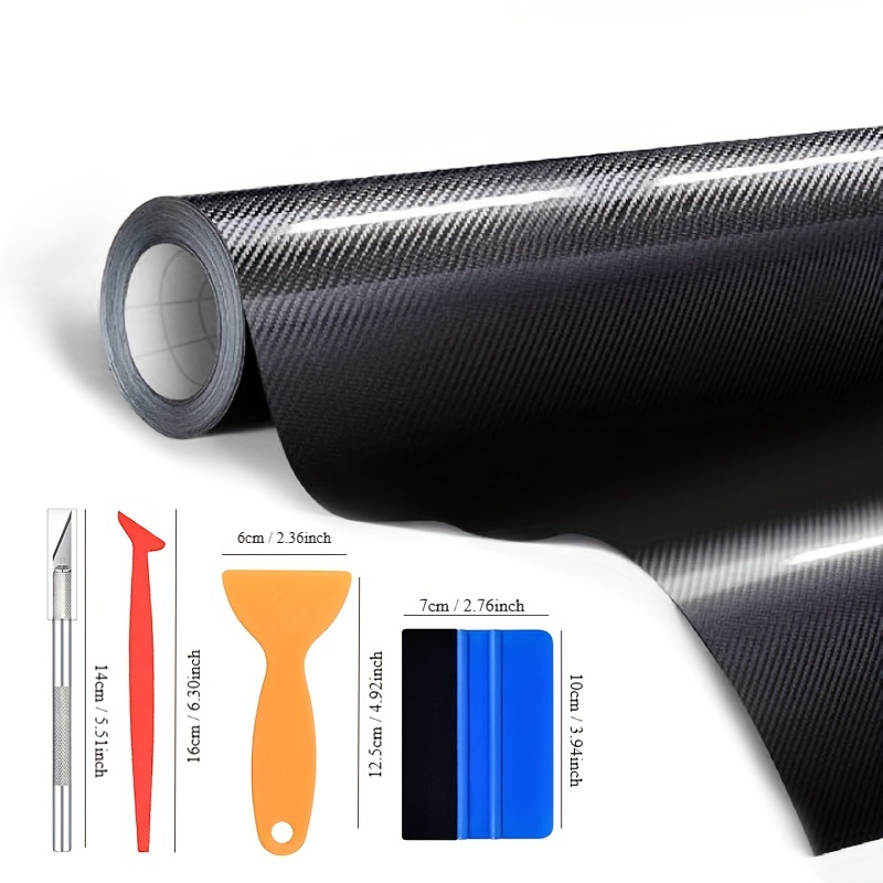 10pcs Black 6D Carbon Fiber Vinyl Wrap with Tools