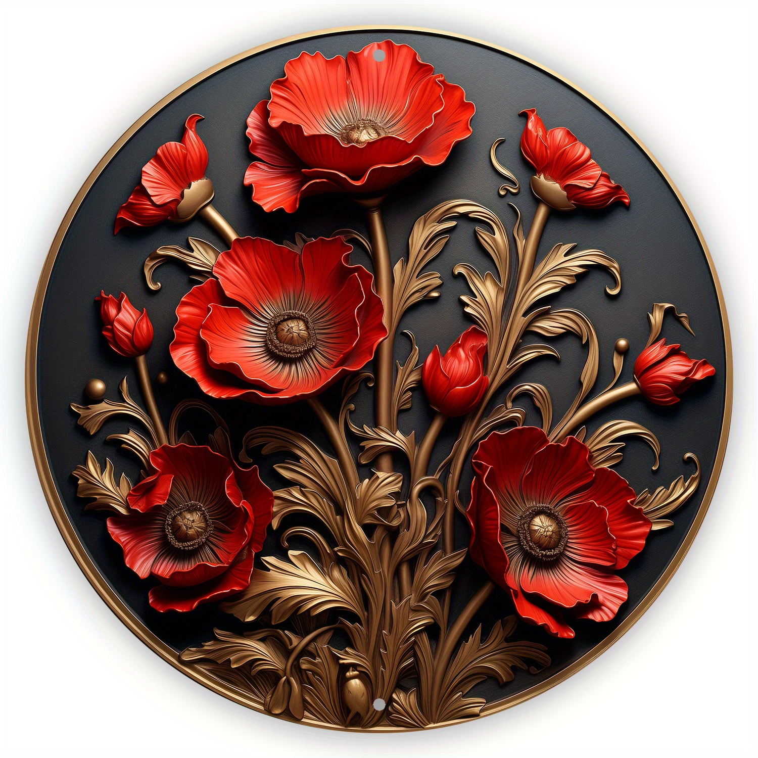 

Vintage Red Poppy Flower Metal Wall Art - 8"x8" Aluminum Sculpture For Home, Garage, Cafe & Bar Decor