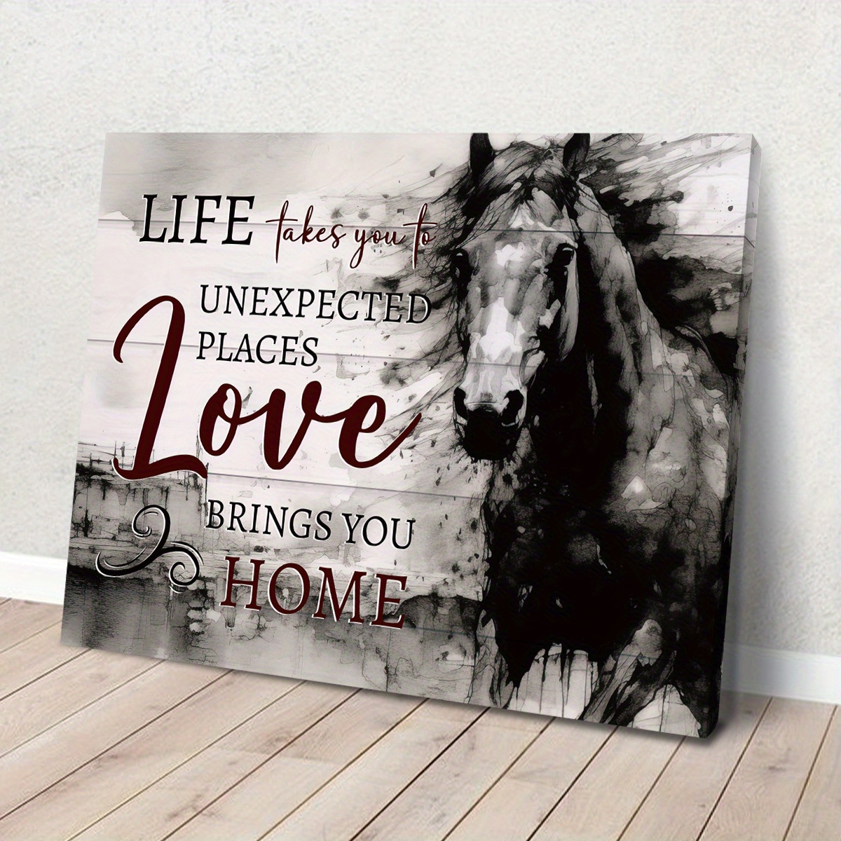 

1 Pc Framed Decorative Painting Horse Poster And Print Wall Art Painting Framed For Living Room And Bedroom, Home Decor, Memorial Gift For Her/him, Ready To Hang