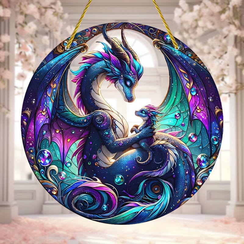 

Dragon Sun - 5.9" Round Acrylic Wall Art, Semi-transparent Hanging Decor For , Ideal For Bedroom And Living Room, Perfect Gift Idea