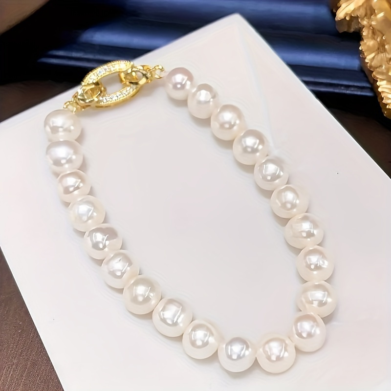 

1 Classic Freshwater Pearl Sparkling Buckle Bracelet, Simple, Fashionable, Charming, Elegant, Refined, Retro, Beautiful And Beautiful, Back To School Season, Comes With A Boutique Gift Box