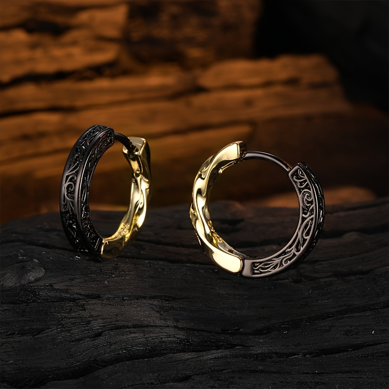 

Men'-inspired Hoop Earrings - Punk & Hip Hop Style, , Copper