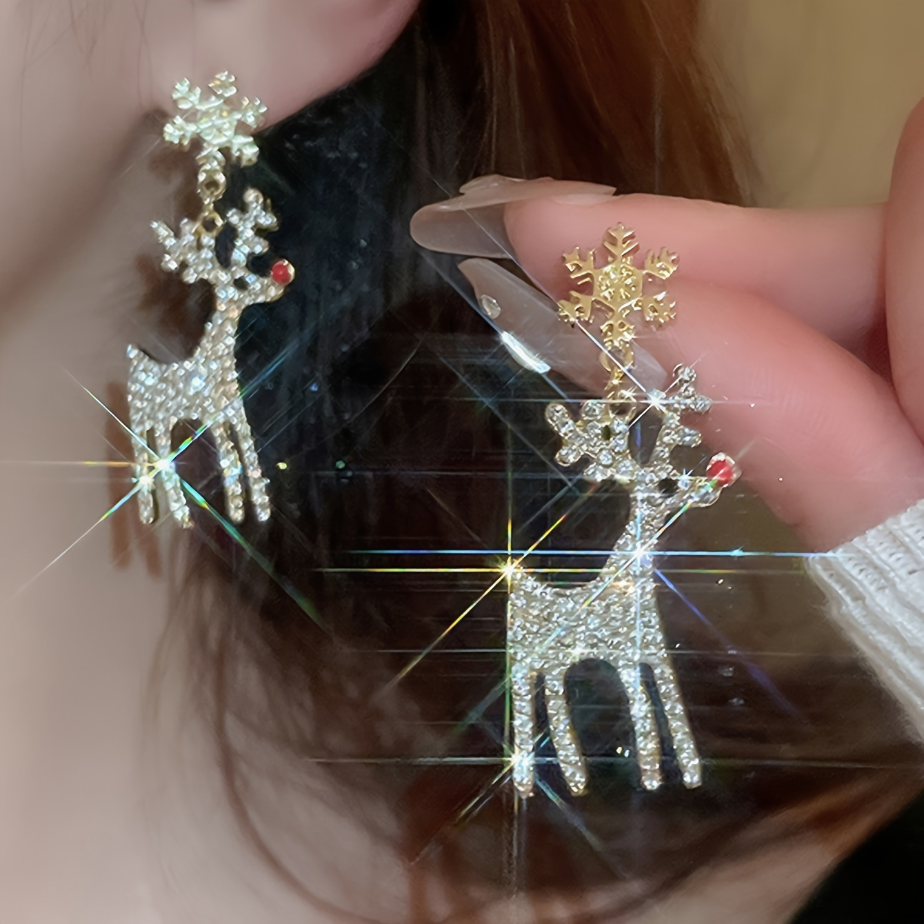 

Festive Christmas Reindeer Earrings: Unique And Charming, Perfect For Everyday Wear And Holiday Parties