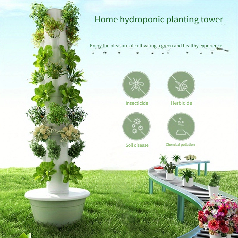 

Kit de jardinage vertical hydroponique à tour, système de hydroponique d'intérieur en plastique à 11 étages pour légumes, herbes et fraises - Tour de plantes , blanc (pompe à eau non incluse)