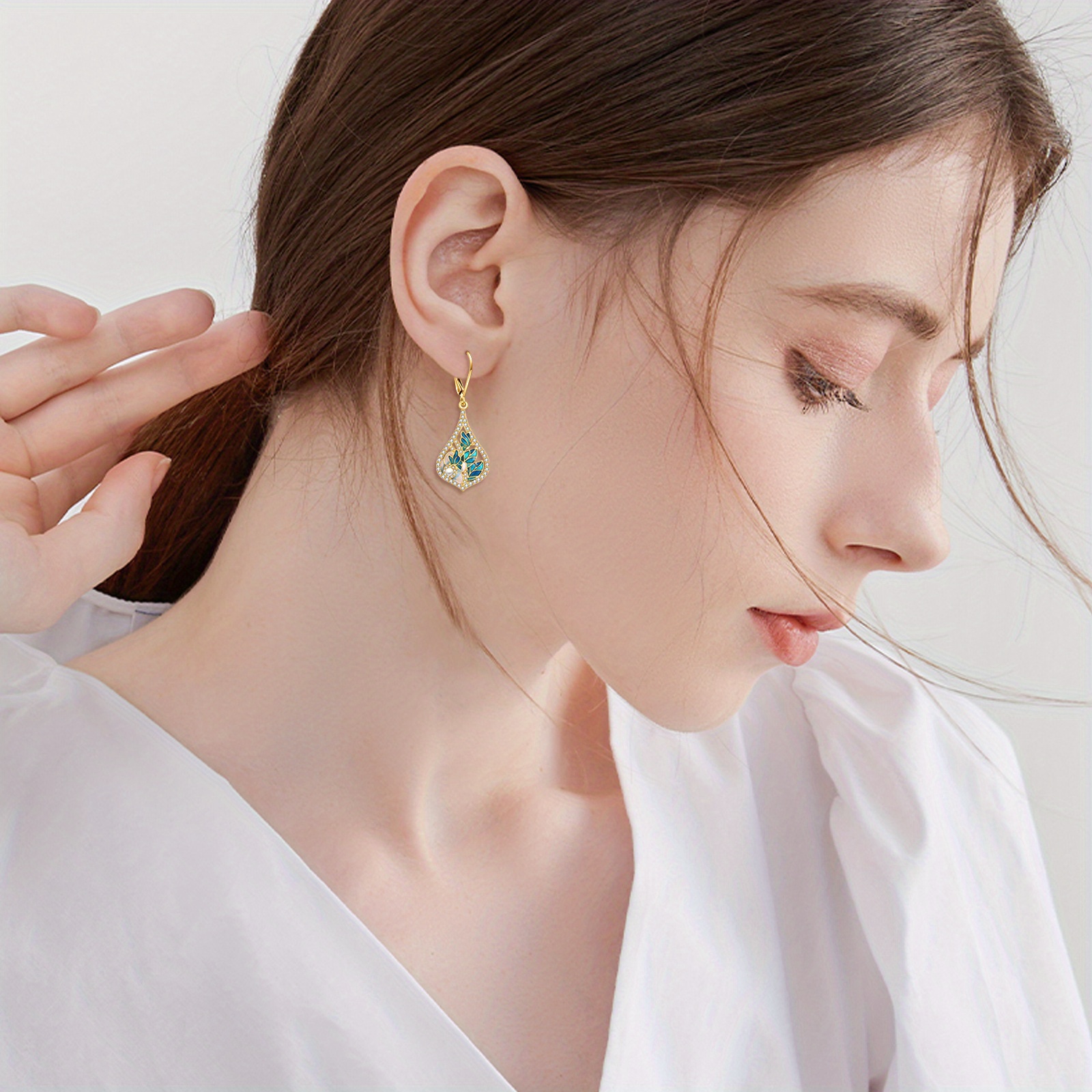 enamel flower earrings 925 sterling silvery   earrings for women   jewelry Product details 4