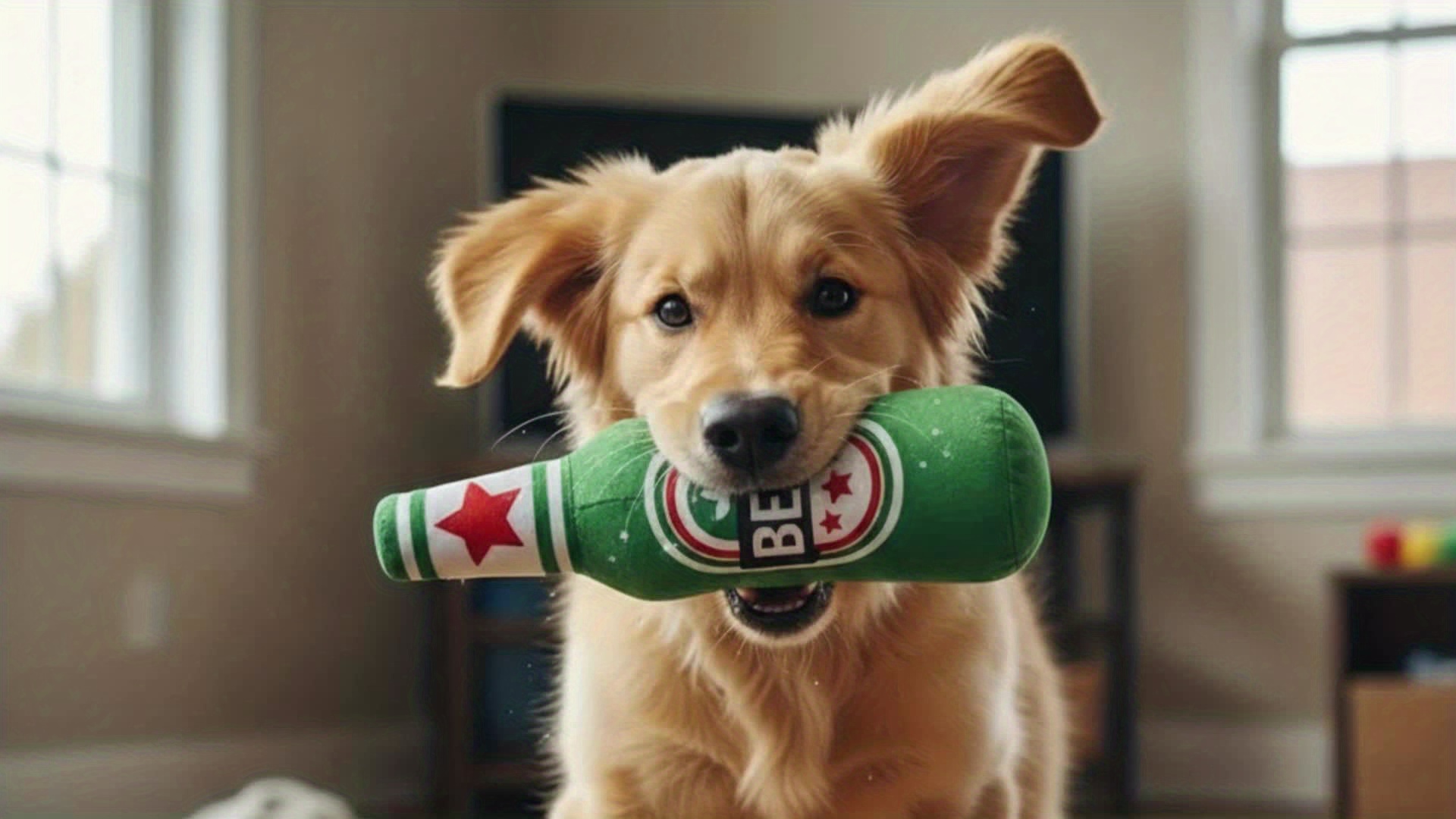 Wine Bottle Shaped Squeaky Dog Toy for Small Dogs