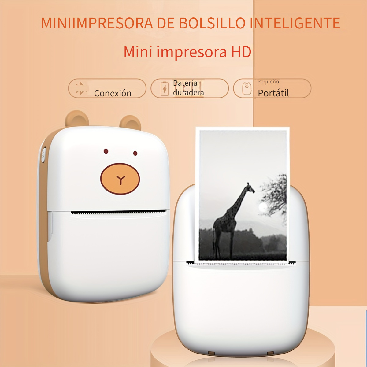 Mini impresora de bolsillo, Bluetooth portátil sin tinta para fotos  móviles, impresora térmica compatible con iOS + Android para asistencia de