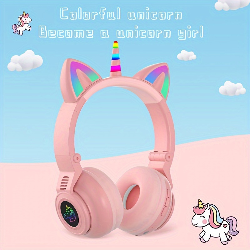 Auriculares para niños, auriculares de oreja de oso con volumen limitado de  85 dB para niñas, auriculares Jack sobre la oreja de 0.138 in con