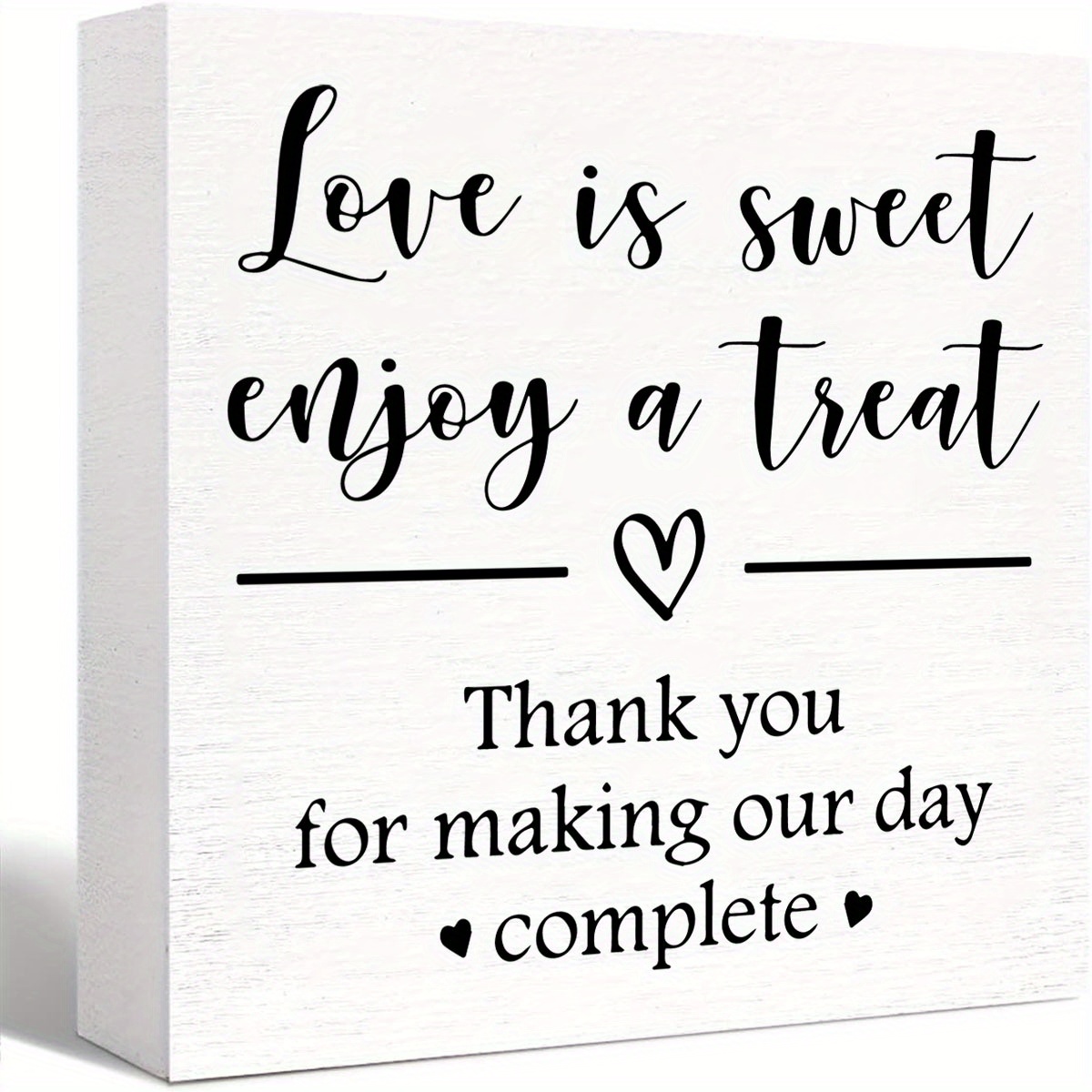 

1pc, Love Is Sweet Enjoy A Treat Wooden Box Sign, Decorative Wedding Party Dessert Table Wood Box Sign, Home Decor Rustic Square Desk Decor Sign For Shelf