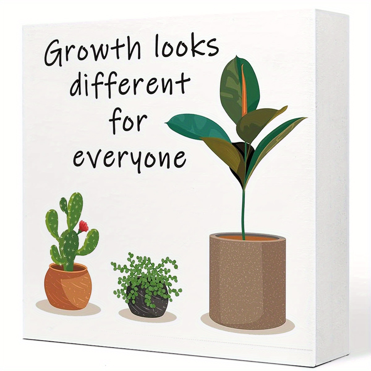 

1pc, Inspirational Wood Block Sign, Growth Looks Different For Everyone Plant Motivational Wooden Block Sign For Home Bedroom Office Desk Table Decor, Inspirational Cheer Up Gift For Coworker Friend