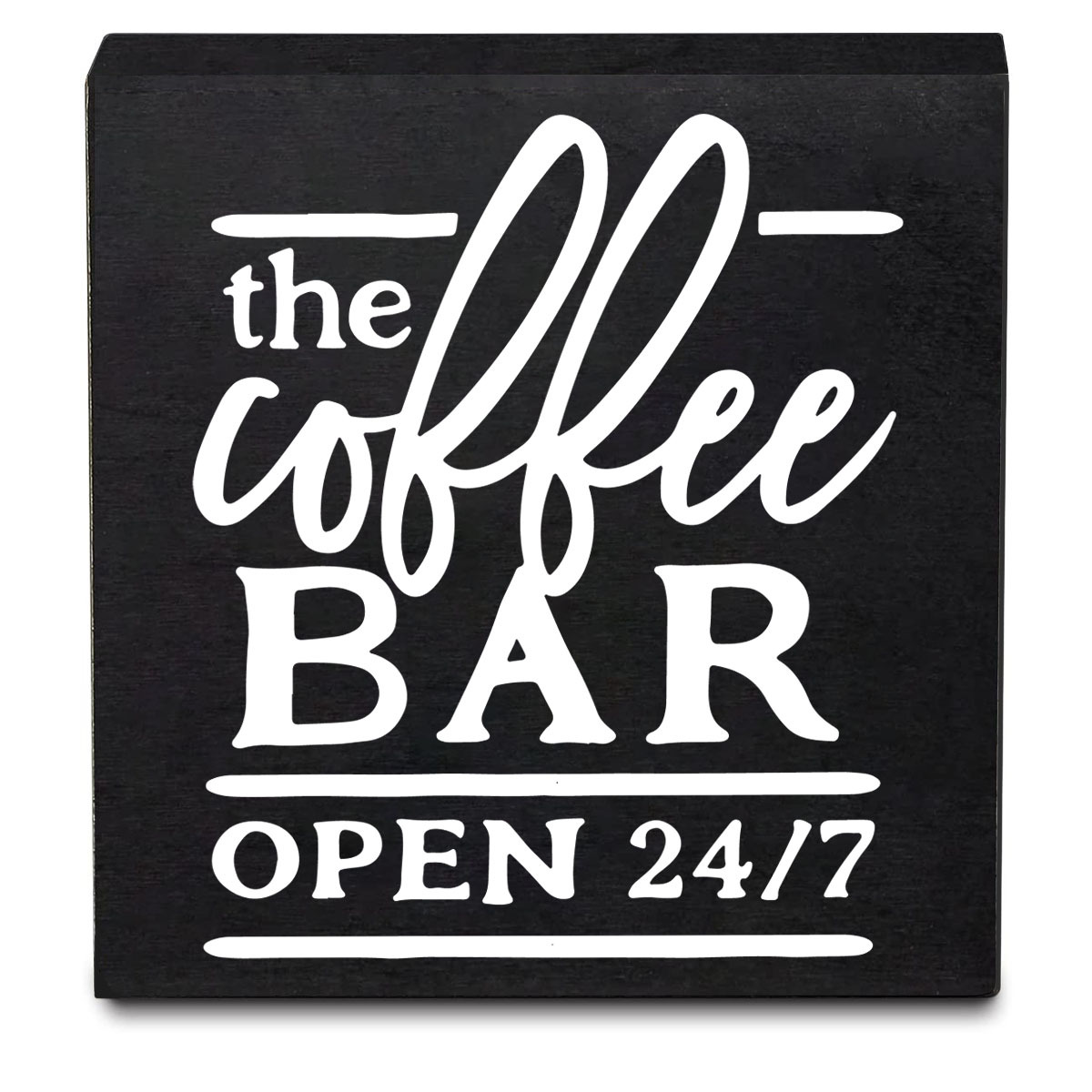 

1pc, Funny Coffee Wooden Box Sign Desk Decor The Coffee Bar Open 24 Hours Wood Block Plaque Rustic Box Sign For Home Kitchen Shelf Table Decoration