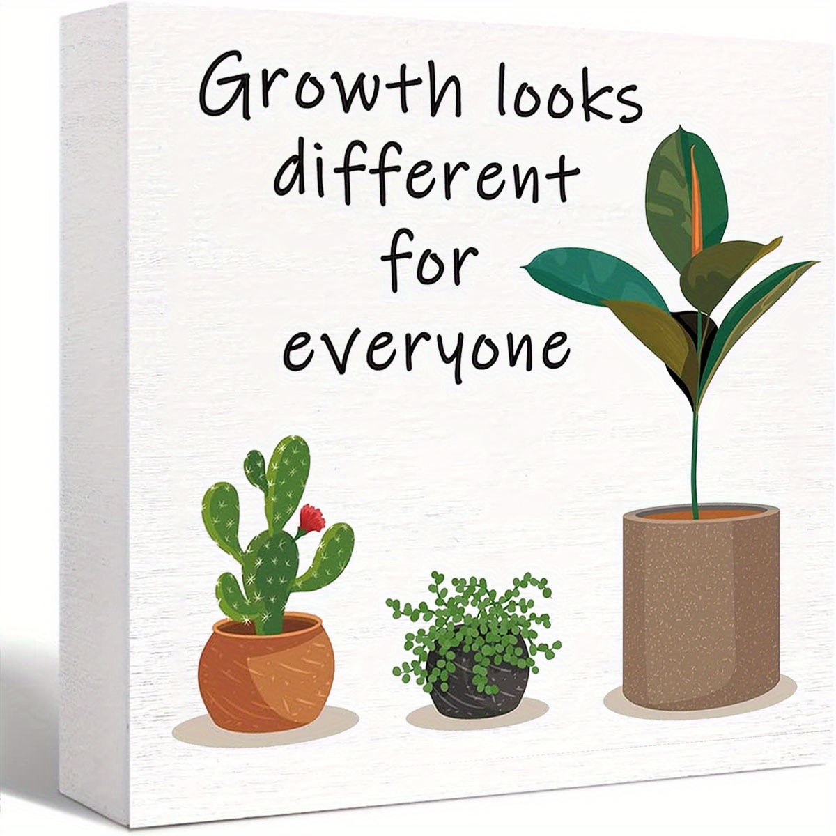 

1pc, Inspirational Wood Block Sign, Growth Looks Different For Everyone Plant Motivational Wooden Block Sign For Home Bedroom Office Desk Table Decor, Inspirational Cheer Up Gift For Coworker Friend