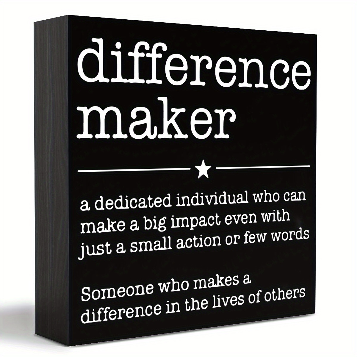 

1pc, Difference Maker Definition Decorative Wooden Box Sign, Thank You Appreciation Gift For Teacher Boss Leader Coworker Wood Block Plaque Desk Decor Office Shelf Or Wall Display