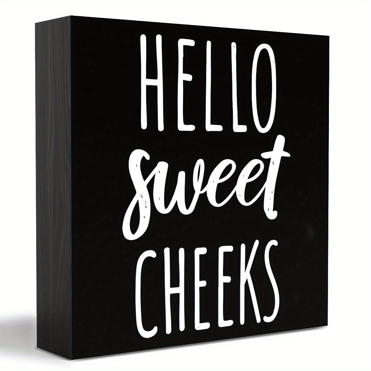 

1pc, Hello Sweet Cheeks Funny Bathroom Home Art Sign, Rustic Black Wood Box Plaque Bathroom Shelf Decor For Home, Restroom, Toilet, Housewarming Gifts