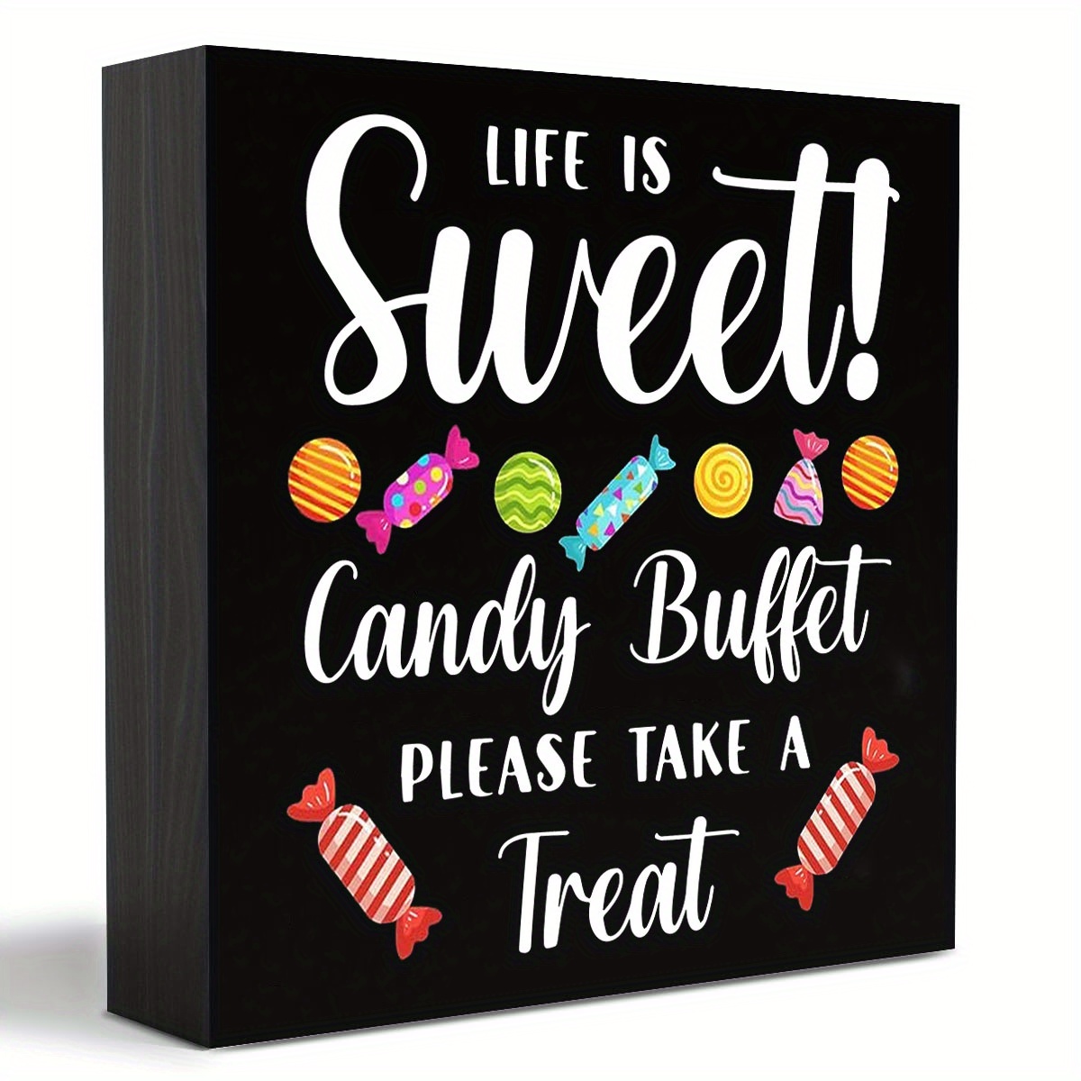 

1pc, Funny Candy Buffet Wooden Box Sign Plaque Life Is Sweet Candy Buffet Please Take A Treat Wood Box Sign Rustic Art Home Shelf Desk Decor