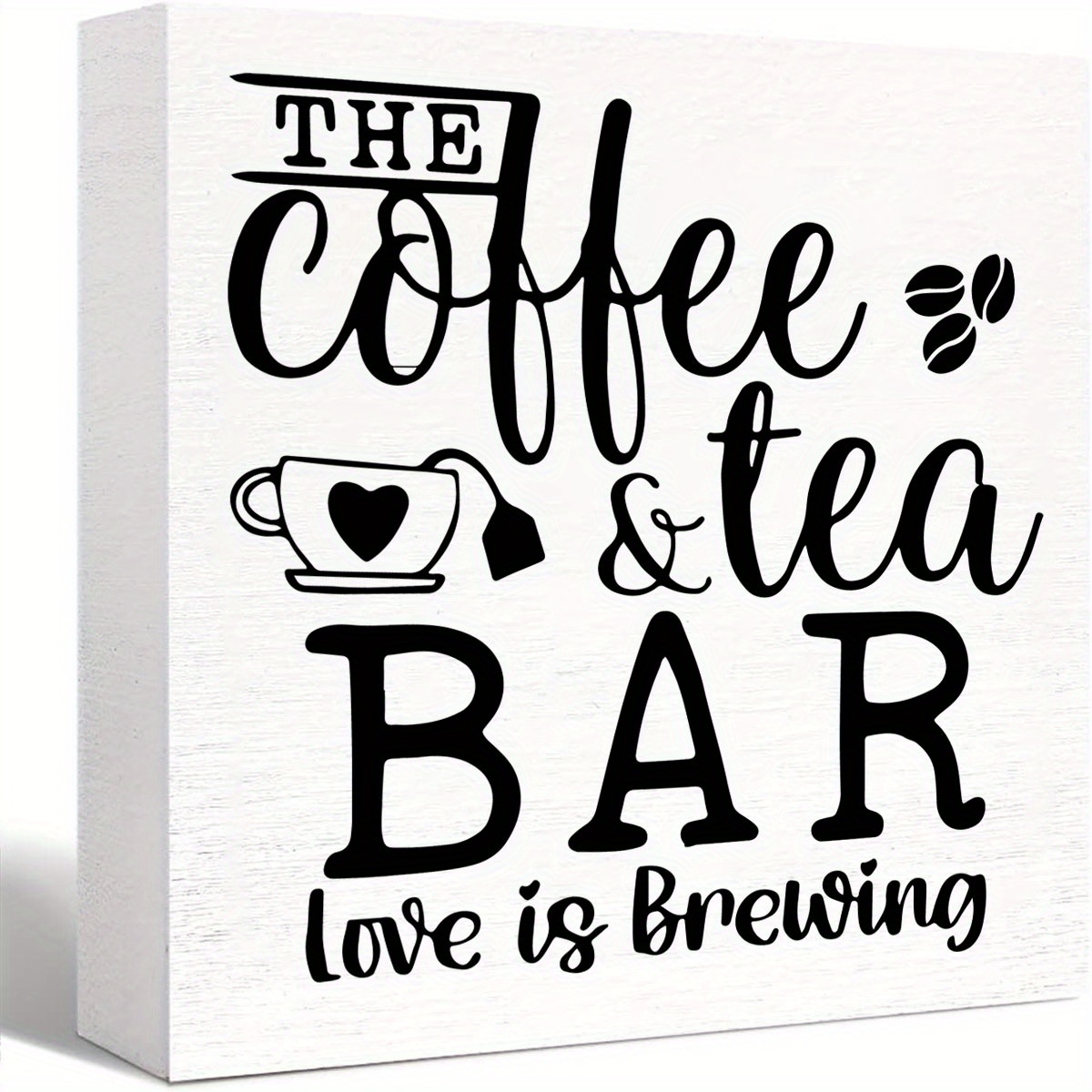 

1pc The Coffee And Tea Bar Love Is Brewing Wood Box Sign, Desk Decor, Rustic Wooden Block Sign Decorations For Home Kitchen Office Coffee And Tea Bar Wall Tabletop Shelf Decor