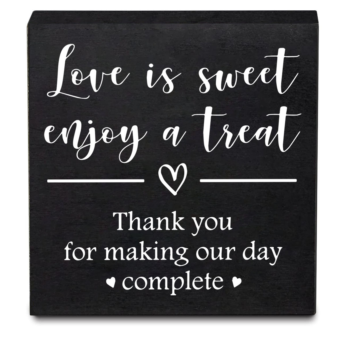 

1pc, Love Is Sweet Enjoy A Treat Wooden Box Sign Decorative Wedding Party Dessert Table Wood Box Sign Home Decor Rustic Square Desk Decor Sign For Shelf