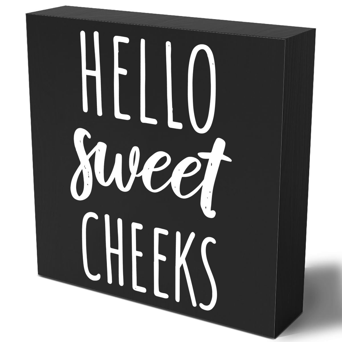 

Hello Sweet Cheeks" Rustic Black Wooden Bathroom Sign - Humorous Home Decor Plaque For Restroom, Toilet, And Shelf Display - Perfect Housewarming Gift, Bathroom Decor And Accessories