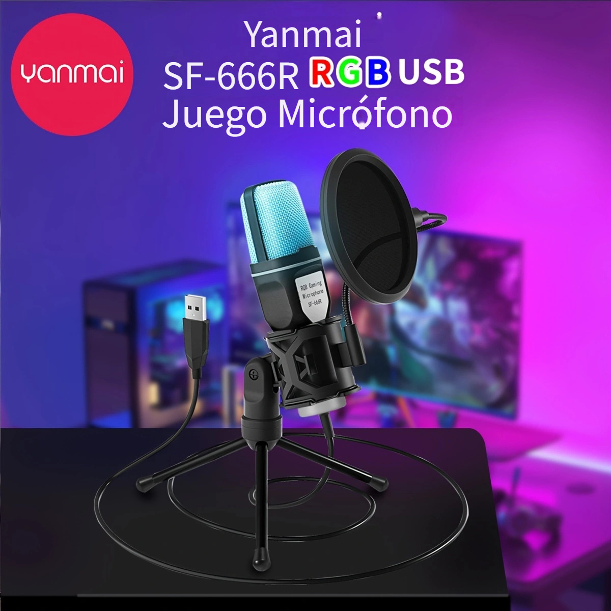 Yanmai Rgb Usb Micrófono Condensador Cardioide Juegos Sf - Temu Mexico