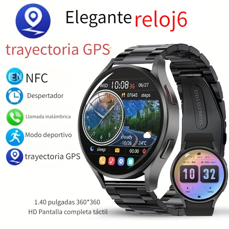 Reloj inteligente NFC para hombre, dispositivo resistente al agua IP68, con  GPS, Pantalla AMOLED HD de 2024x454, brújula, control del ritmo cardíaco