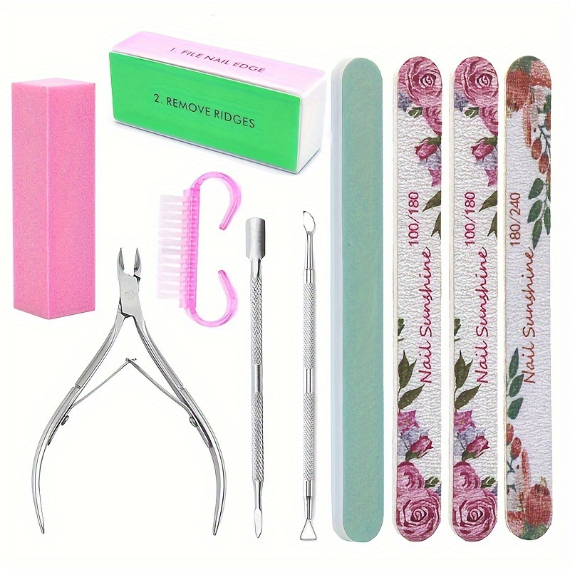 

Nail Art Exfoliating Manicure Tools, Nails Files, Buffing Block, Nail Scissors Plier, Dead Skin Pusher Cuticle Pusher Nipper, Gel Polish Remover Cleaning Tools Kit