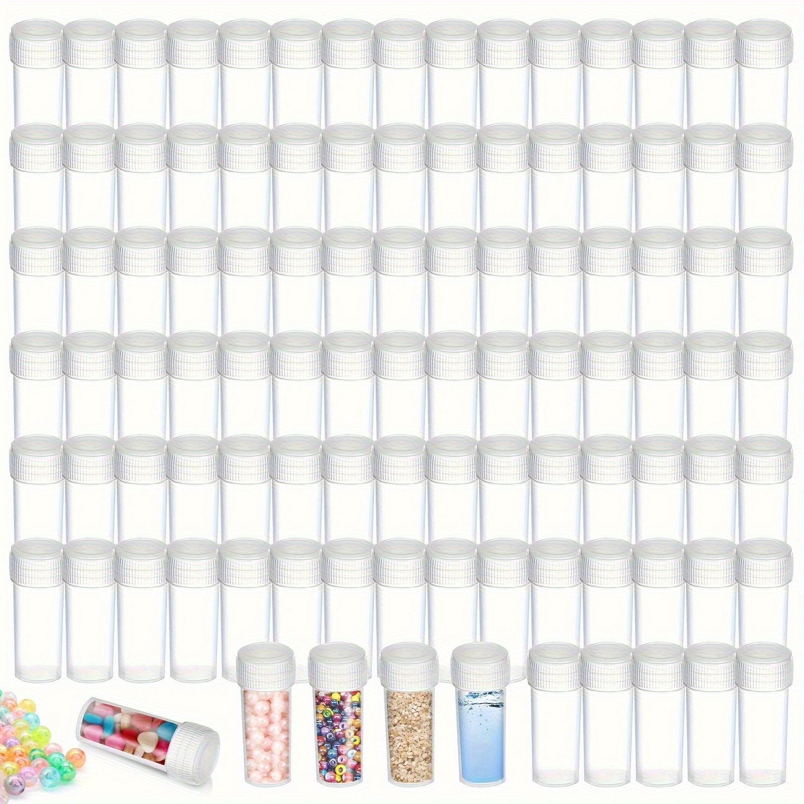 

Hicarer 100pcs 5 Ml Plastic Sample Bottles, Mini Clear Storage Bottles With Lid Suitable For Accessories Parts Small Items