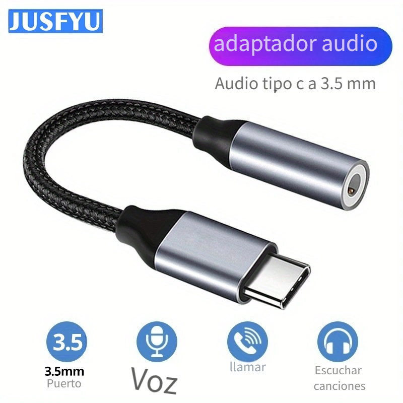 Adaptador de audio USB, tarjeta de sonido JSAUX USB a conector de 0.138 in  con conector TRRS de 0.138 in para auriculares y micrófono, audio estéreo