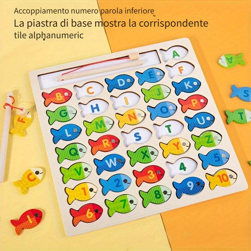 Giochi Bambini 3 4 anni, Giochi Montessori Giochi Legno 6 in 1 Gioco Pesca  Pesci Calamita Puzzle Legno Interattivi Giochi Educativi Regalo Bambina