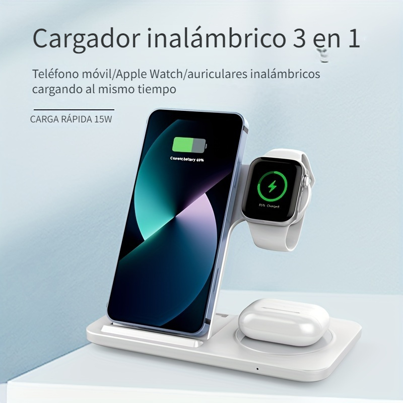Estación Carga Rápida Para 3 En 1 iPhone, Apple Watch, AirPods con