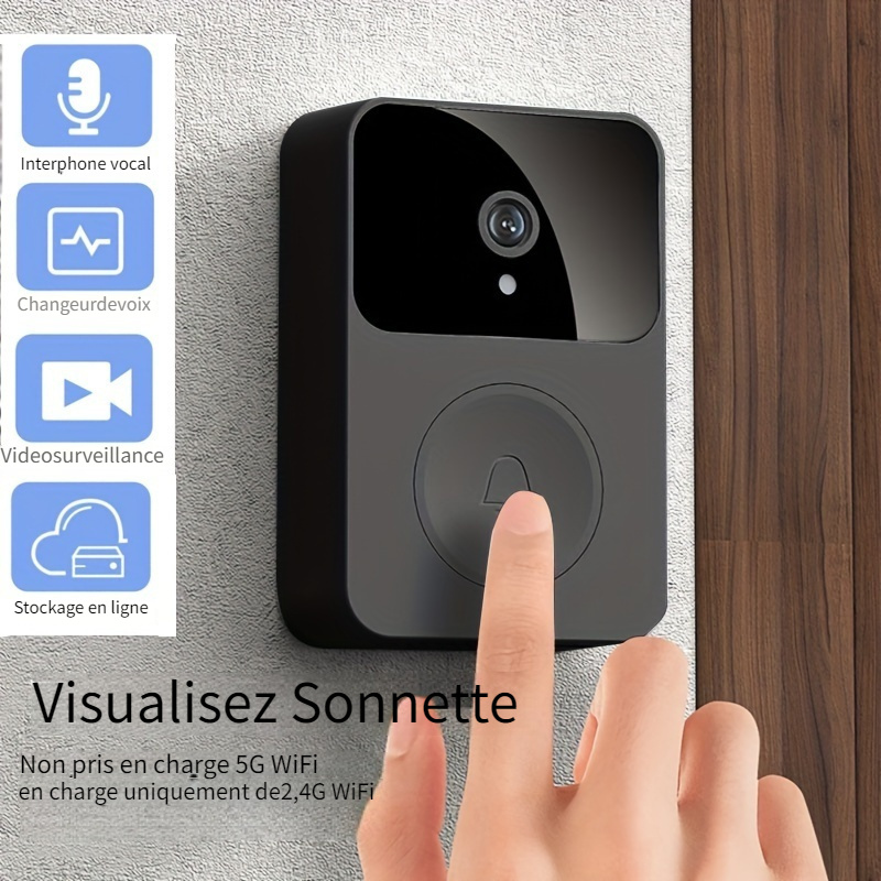 Sonnette WiFi avec caméra  Appairage via une application sur votre  smartphone ou votre tablette - Silvergear