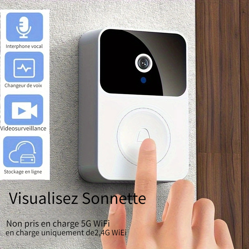 Sonnette Vidéo WiFi Interphone Sans Fil Caméra De Sécurité - Temu