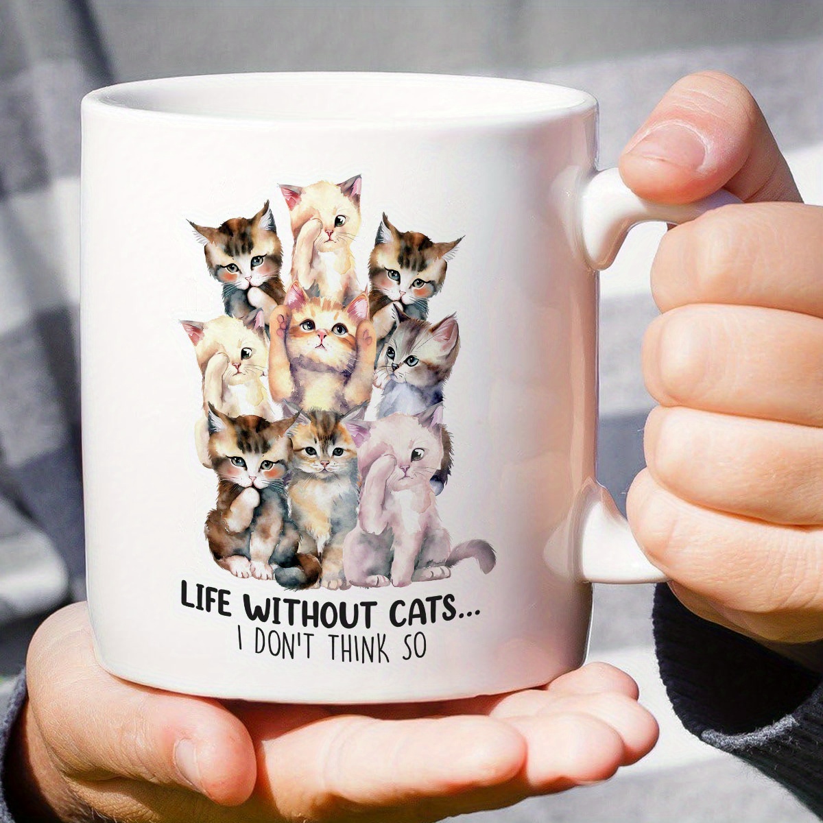 

1pc, Funny Coffee Mug, 11oz Ceramic Coffee Cups, Water Cups, Summer Winter Drinkware, Gift For Cat Lovers, Holiday Gift, Party Gift, Birthday Gift