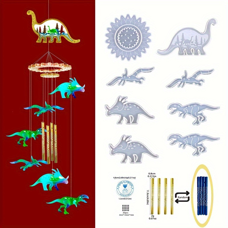 

1set Dinosaur/ Circus Elephant Epoxy Resin Wind Chime Casting Mold For Diy Wind Bell, Keychain Earring Pendants Animal Ornaments Home Wall Hanging Decoration