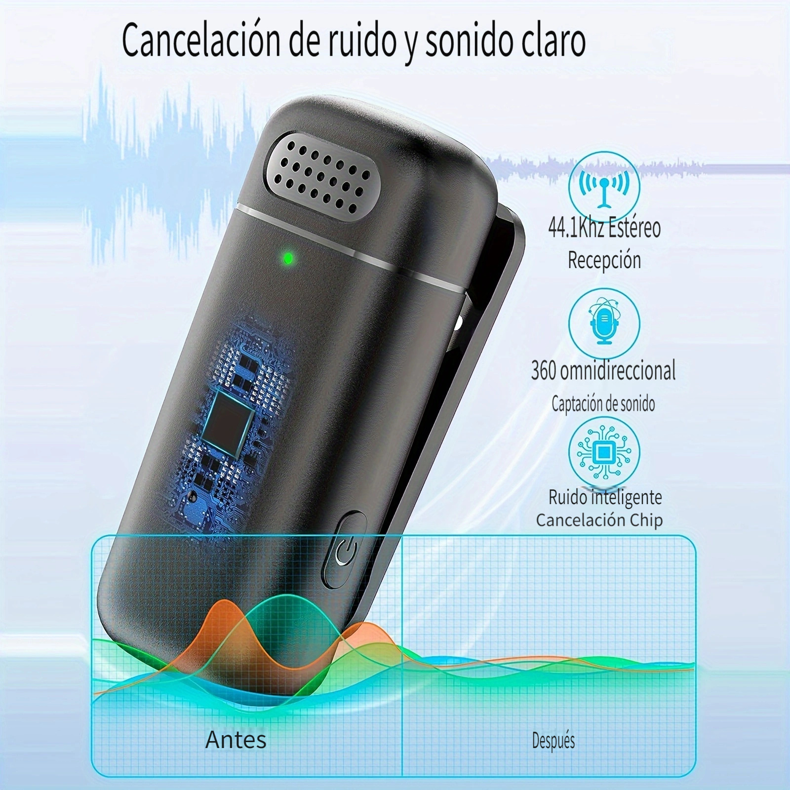 Micrófono Inalámbrico Para iPhone iPad Y Android Negro