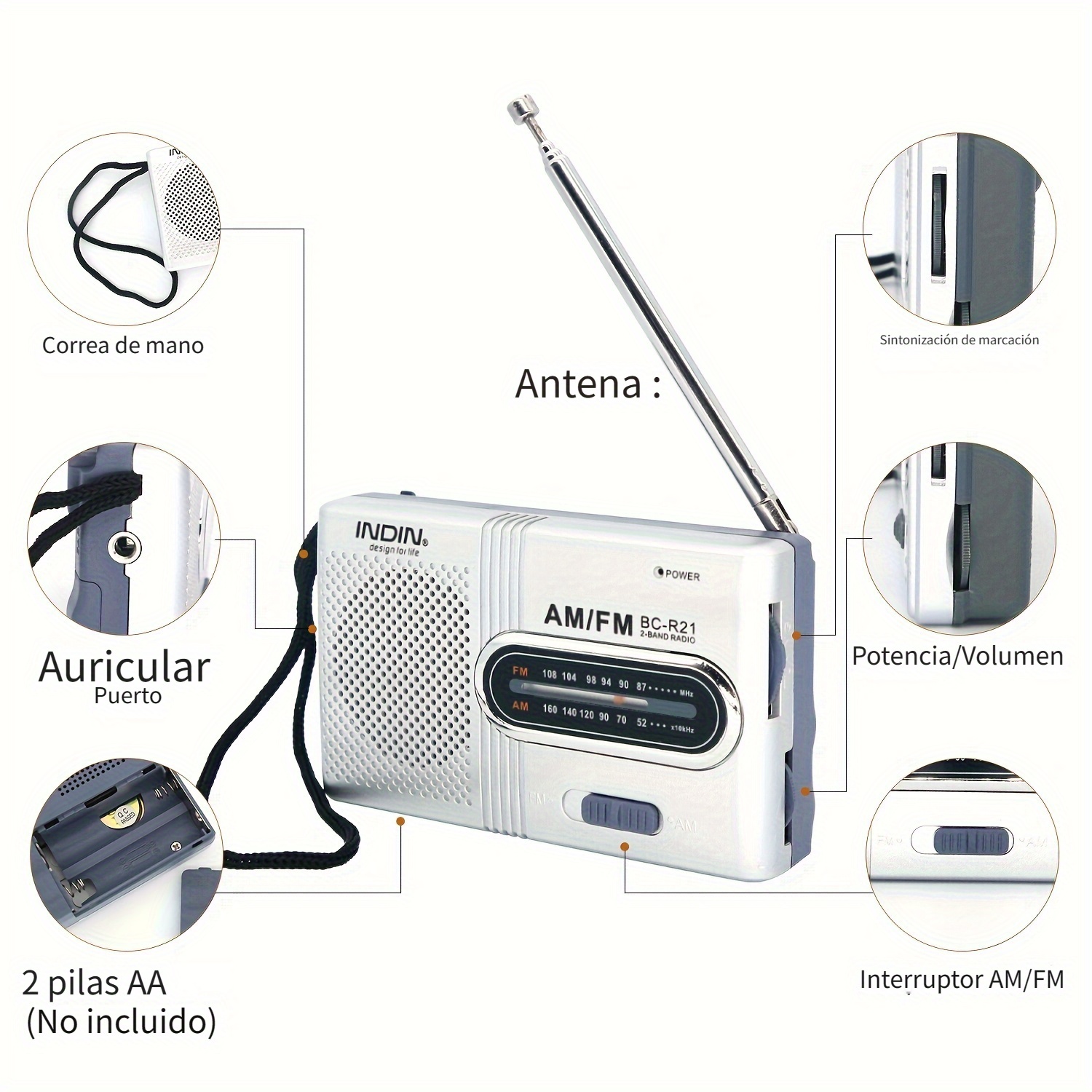 Radio Am Fm Portátil Mini Radio Antena Telescópica Conector - Temu