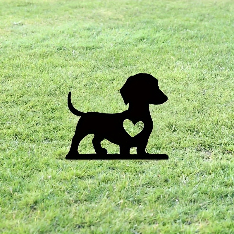 

1pc Dog Silhouette Garden Sign With Stakes, Ground Insert Garden Decor, Outdoor Home Decor, Insert Decoration For Home Garden Patio, Fence Yard Lawn Art Decor